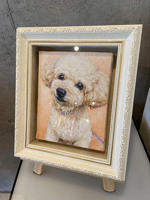 ペット肖像画製作所で作成したトイプードル犬の油彩画作品写真