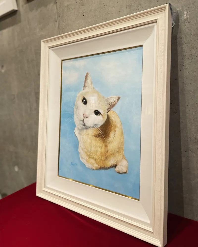 ペット肖像画（ミックス猫）DUO画の完成作品写真