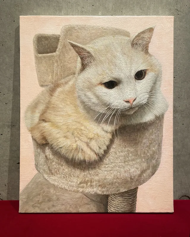 ペット肖像画（ミックス猫）油彩画の完成作品写真