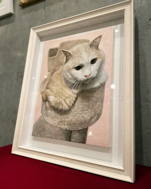 ペット肖像画（ミックス猫）油彩画の完成作品写真